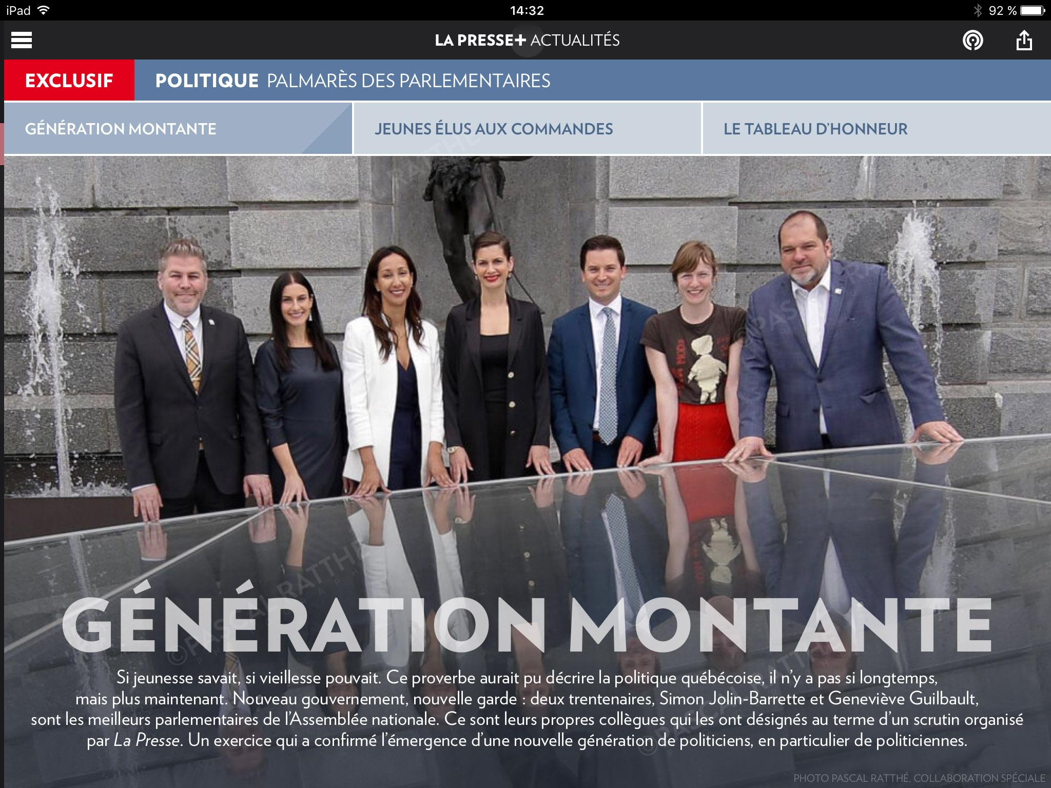 les etoiles de l'assemblee nationale Portrait Geneviève Guilbault (CAQ), Harold LeBel (PQ), Catherine Dorion (QS), Méganne Perry-Melançon (PQ), Simon Jolin-Barrette (CAQ), Marwah Rizqy (PLQ) et Pascal Bérubé (PQ)